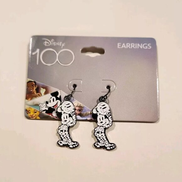 Disney 100 Mickey Mouse Skeleton Costume Figural Earrings Halloween NEW - Picture 2 of 7